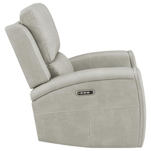 English Elm Boyce Grey Leatherette Triple Power Recliner with Swivel Glider and Channel Stitching B062P512483
