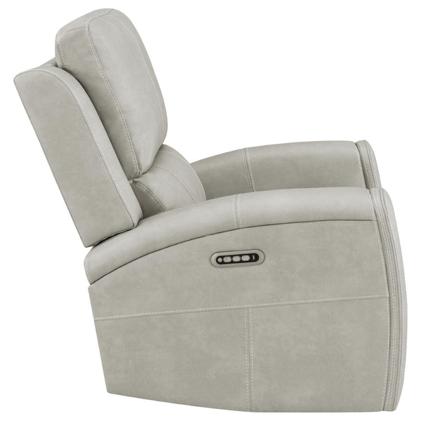 English Elm Boyce Grey Leatherette Triple Power Recliner with Swivel Glider and Channel Stitching B062P512483