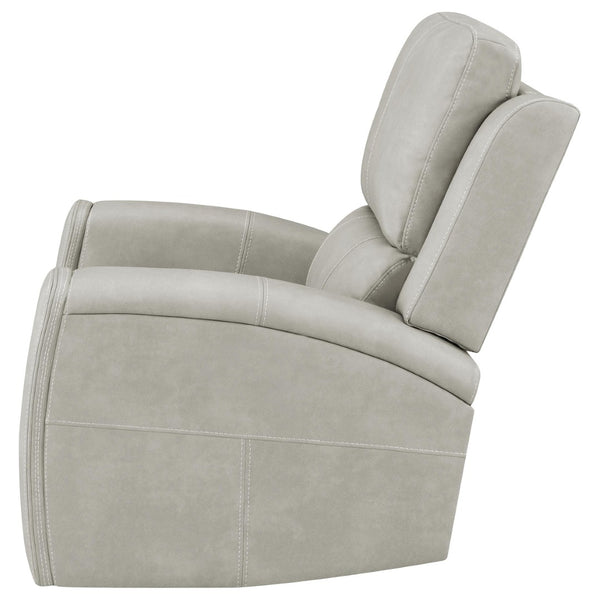 English Elm Boyce Grey Leatherette Triple Power Recliner with Swivel Glider and Channel Stitching B062P512483