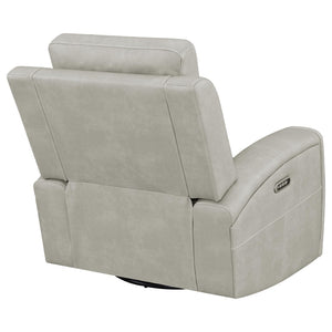 English Elm Boyce Grey Leatherette Triple Power Recliner with Swivel Glider and Channel Stitching B062P512483