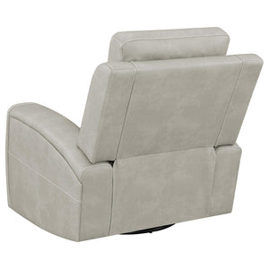 English Elm Boyce Grey Leatherette Triple Power Recliner with Swivel Glider and Channel Stitching B062P512483