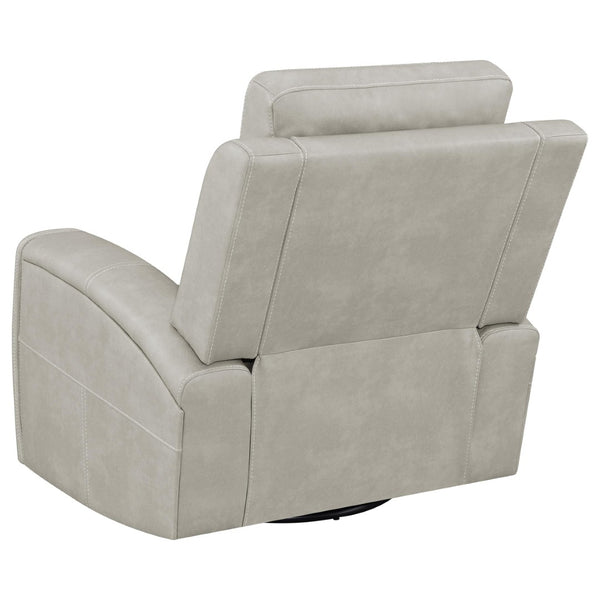 English Elm Boyce Grey Leatherette Triple Power Recliner with Swivel Glider and Channel Stitching B062P512483