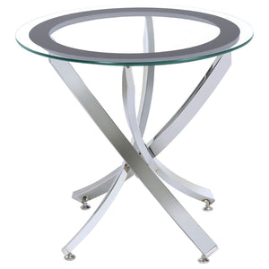 English Elm Connors Sculptural Chrome Round Tempered Glass End Table for Modern Living Spaces B062P512503
