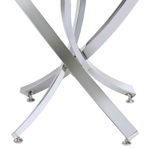 English Elm Connors Sculptural Chrome Round Tempered Glass End Table for Modern Living Spaces B062P512503