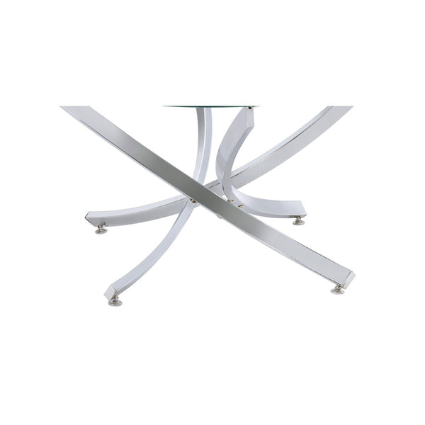 English Elm Connors Sculptural Chrome Round Coffee Table with Tempered Glass Top for Modern Spaces B062P512504