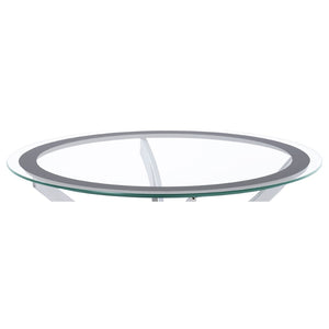 English Elm Connors Sculptural Chrome Round Coffee Table with Tempered Glass Top for Modern Spaces B062P512504