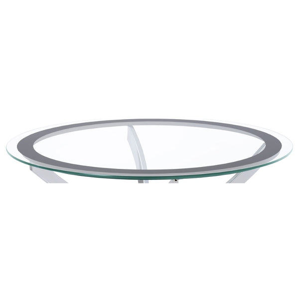 English Elm Connors Sculptural Chrome Round Coffee Table with Tempered Glass Top for Modern Spaces B062P512504