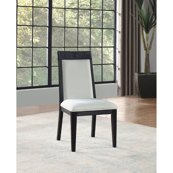 English Elm Ennis Upholstered Dining Chair Set of 2 with Reeded Back and Black Rubberwood Frame B062P513770
