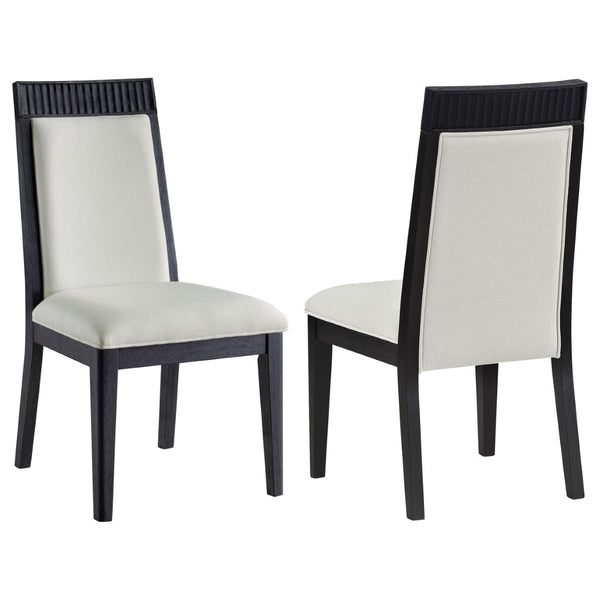 English Elm Ennis Upholstered Dining Chair Set of 2 with Reeded Back and Black Rubberwood Frame B062P513770