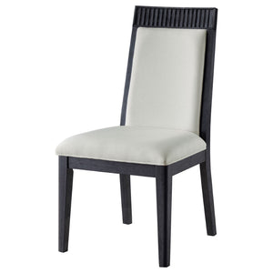 English Elm Ennis Upholstered Dining Chair Set of 2 with Reeded Back and Black Rubberwood Frame B062P513770