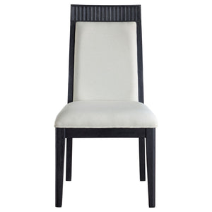 English Elm Ennis Upholstered Dining Chair Set of 2 with Reeded Back and Black Rubberwood Frame B062P513770