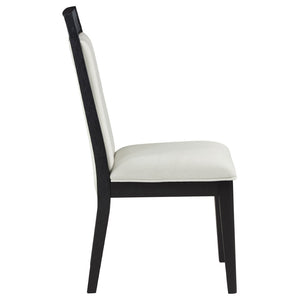 English Elm Ennis Upholstered Dining Chair Set of 2 with Reeded Back and Black Rubberwood Frame B062P513770