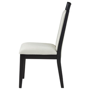 English Elm Ennis Upholstered Dining Chair Set of 2 with Reeded Back and Black Rubberwood Frame B062P513770