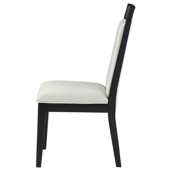 English Elm Ennis Upholstered Dining Chair Set of 2 with Reeded Back and Black Rubberwood Frame B062P513770