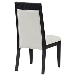 English Elm Ennis Upholstered Dining Chair Set of 2 with Reeded Back and Black Rubberwood Frame B062P513770