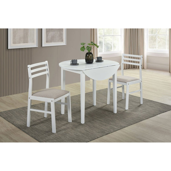 English Elm Cliff Round Drop Leaf Dining Set Rubberwood Frame Ladderback Chairs Small Spaces B062P513790