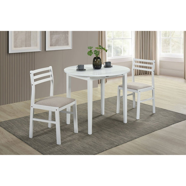 English Elm Cliff Round Drop Leaf Dining Set Rubberwood Frame Ladderback Chairs Small Spaces B062P513790