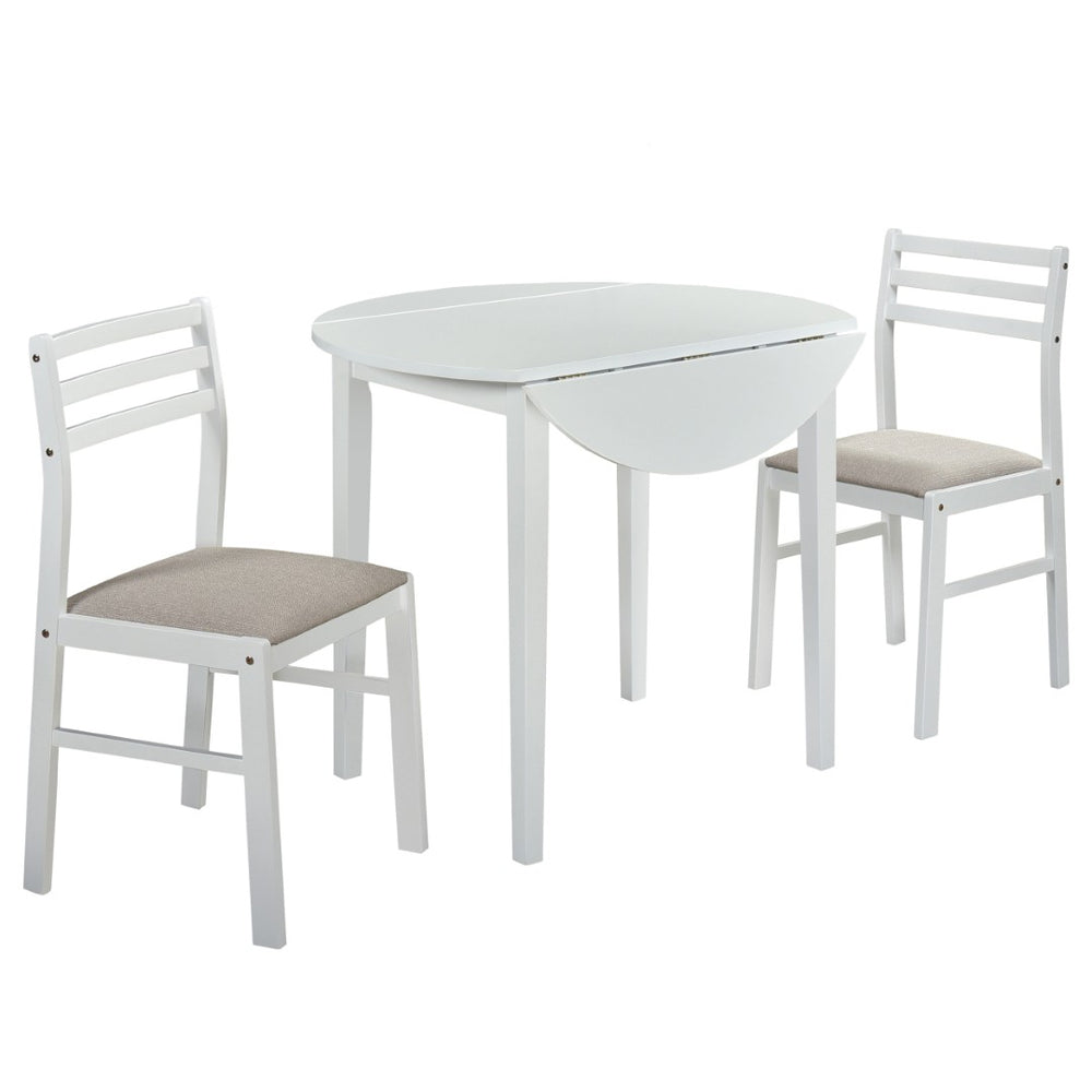 English Elm Cliff Round Drop Leaf Dining Set Rubberwood Frame Ladderback Chairs Small Spaces B062P513790