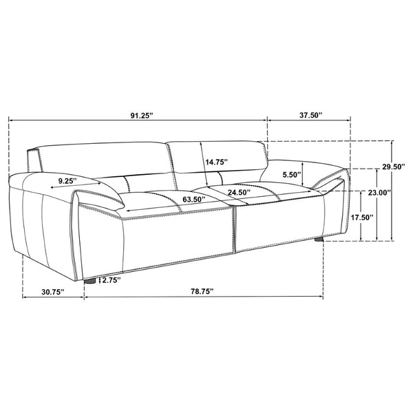 English Elm Hudson Top-Grain Leather Sofa Low-Profile Contemporary Living Room Statement Piece B062P513817