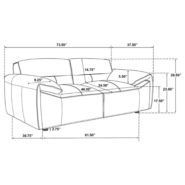English Elm Hudson Top Grain Leather Loveseat Low Profile Contemporary Seating for Modern Living B062P513822