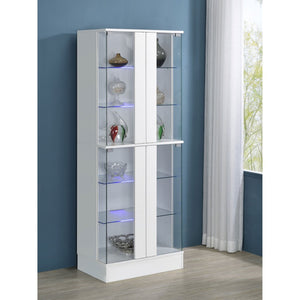 English Elm Gilbert Six Shelf Curio Cabinet with Led Lighting and Tempered Glass Doors Modern Display Gloss White B062P513826