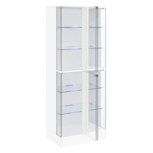 English Elm Gilbert Six Shelf Curio Cabinet with Led Lighting and Tempered Glass Doors Modern Display Gloss White B062P513826