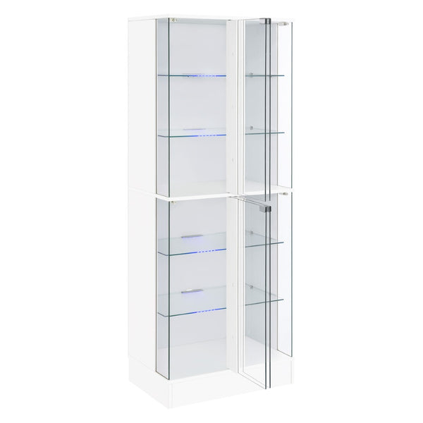 English Elm Gilbert Six Shelf Curio Cabinet with Led Lighting and Tempered Glass Doors Modern Display Gloss White B062P513826