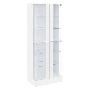 English Elm Gilbert Six Shelf Curio Cabinet with Led Lighting and Tempered Glass Doors Modern Display Gloss White B062P513826