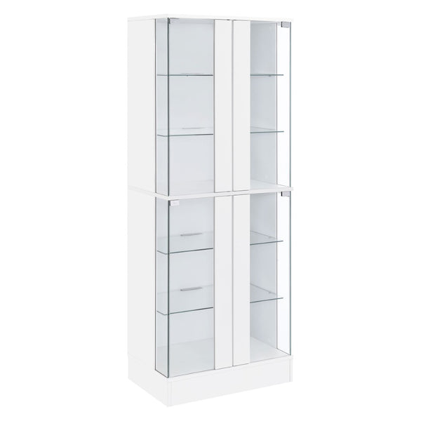 English Elm Gilbert Six Shelf Curio Cabinet with Led Lighting and Tempered Glass Doors Modern Display Gloss White B062P513826