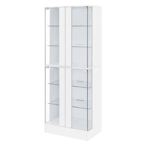 English Elm Gilbert Six Shelf Curio Cabinet with Led Lighting and Tempered Glass Doors Modern Display Gloss White B062P513826