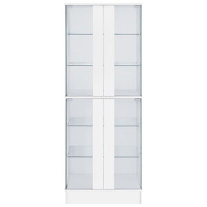 English Elm Gilbert Six Shelf Curio Cabinet with Led Lighting and Tempered Glass Doors Modern Display Gloss White B062P513826