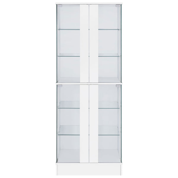 English Elm Gilbert Six Shelf Curio Cabinet with Led Lighting and Tempered Glass Doors Modern Display Gloss White B062P513826