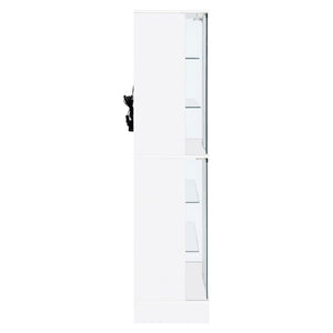 English Elm Gilbert Six Shelf Curio Cabinet with Led Lighting and Tempered Glass Doors Modern Display Gloss White B062P513826