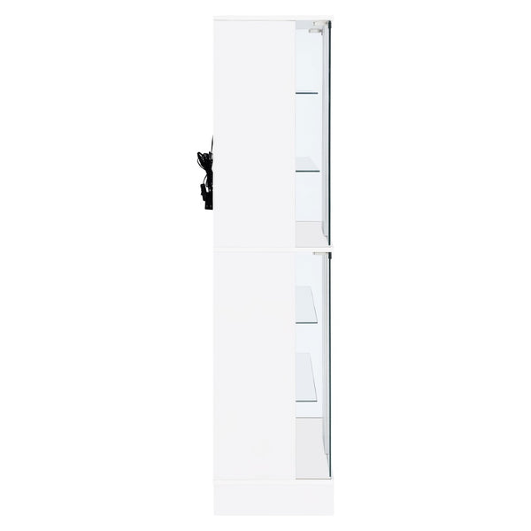 English Elm Gilbert Six Shelf Curio Cabinet with Led Lighting and Tempered Glass Doors Modern Display Gloss White B062P513826