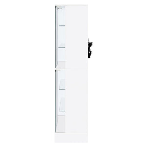 English Elm Gilbert Six Shelf Curio Cabinet with Led Lighting and Tempered Glass Doors Modern Display Gloss White B062P513826