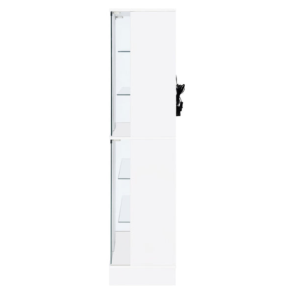 English Elm Gilbert Six Shelf Curio Cabinet with Led Lighting and Tempered Glass Doors Modern Display Gloss White B062P513826