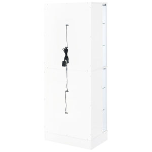 English Elm Gilbert Six Shelf Curio Cabinet with Led Lighting and Tempered Glass Doors Modern Display Gloss White B062P513826