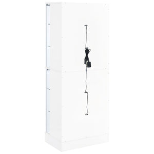 English Elm Gilbert Six Shelf Curio Cabinet with Led Lighting and Tempered Glass Doors Modern Display Gloss White B062P513826