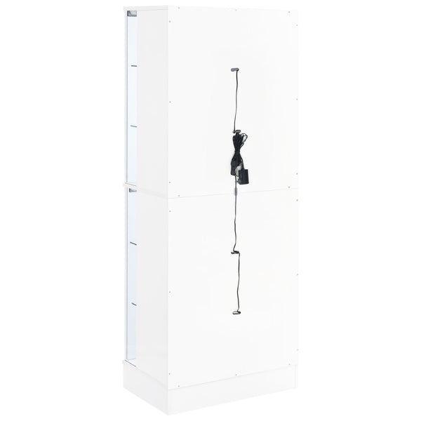English Elm Gilbert Six Shelf Curio Cabinet with Led Lighting and Tempered Glass Doors Modern Display Gloss White B062P513826