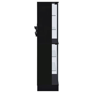 English Elm Gilbert Six Shelf Curio Cabinet with Led Lighting and Tempered Glass Doors Modern Display Black B062P513827