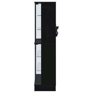 English Elm Gilbert Six Shelf Curio Cabinet with Led Lighting and Tempered Glass Doors Modern Display Black B062P513827