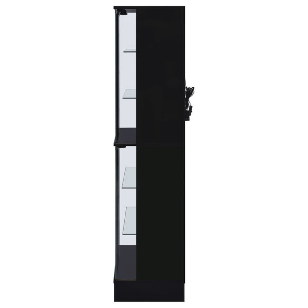 English Elm Gilbert Six Shelf Curio Cabinet with Led Lighting and Tempered Glass Doors Modern Display Black B062P513827