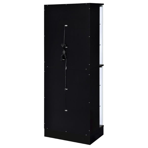 English Elm Gilbert Six Shelf Curio Cabinet with Led Lighting and Tempered Glass Doors Modern Display Black B062P513827