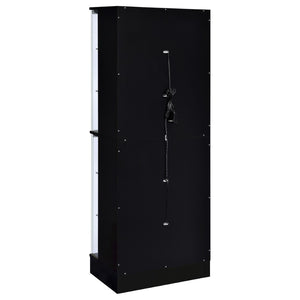 English Elm Gilbert Six Shelf Curio Cabinet with Led Lighting and Tempered Glass Doors Modern Display Black B062P513827