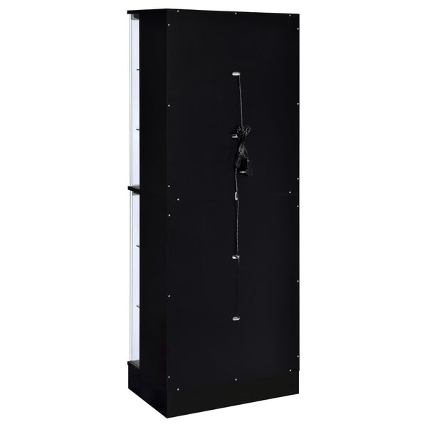 English Elm Gilbert Six Shelf Curio Cabinet with Led Lighting and Tempered Glass Doors Modern Display Black B062P513827