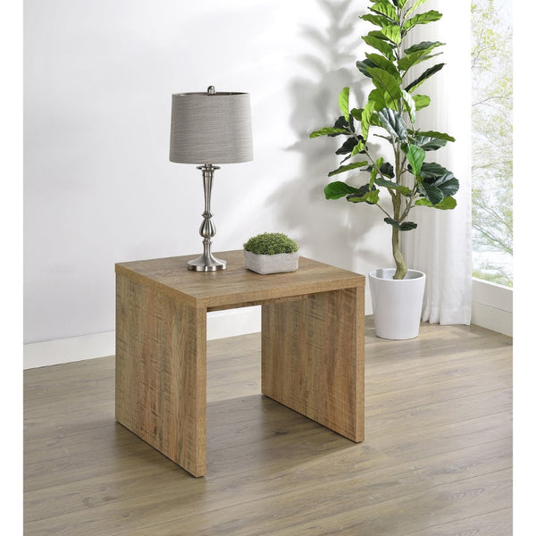 English Elm Parker Sculptural U-Frame Side Table in Warm Mango Finish for Modern Living Rooms B062P513844
