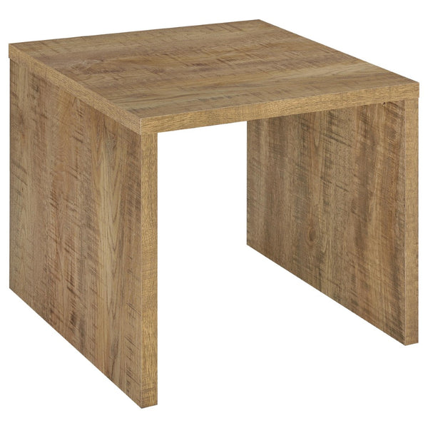 English Elm Parker Sculptural U-Frame Side Table in Warm Mango Finish for Modern Living Rooms B062P513844