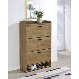 English Elm Claire Mango Wood Finish Entryway Shoe Cabinet with Tilt Out Compartments and Open Shelf B062P514249