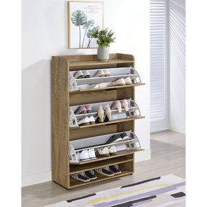 English Elm Claire Mango Wood Finish Entryway Shoe Cabinet with Tilt Out Compartments and Open Shelf B062P514249