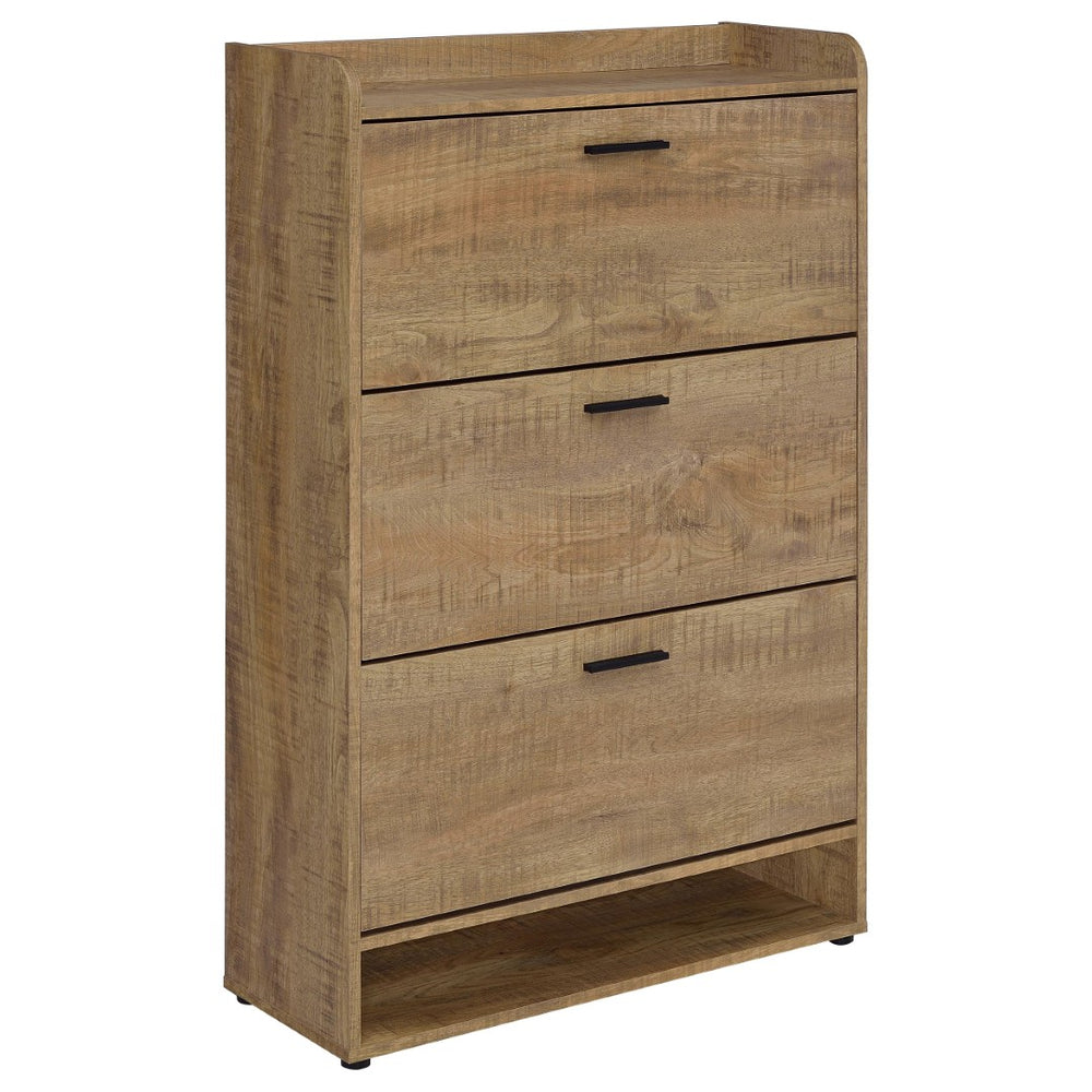 English Elm Claire Mango Wood Finish Entryway Shoe Cabinet with Tilt Out Compartments and Open Shelf B062P514249